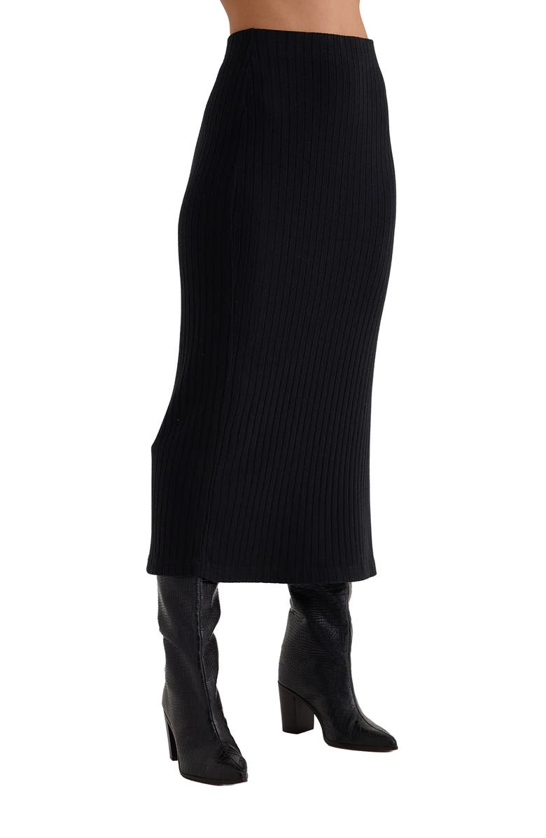 Bella Dahl Rib Knit Midi Skirt, Alternate, color, Black