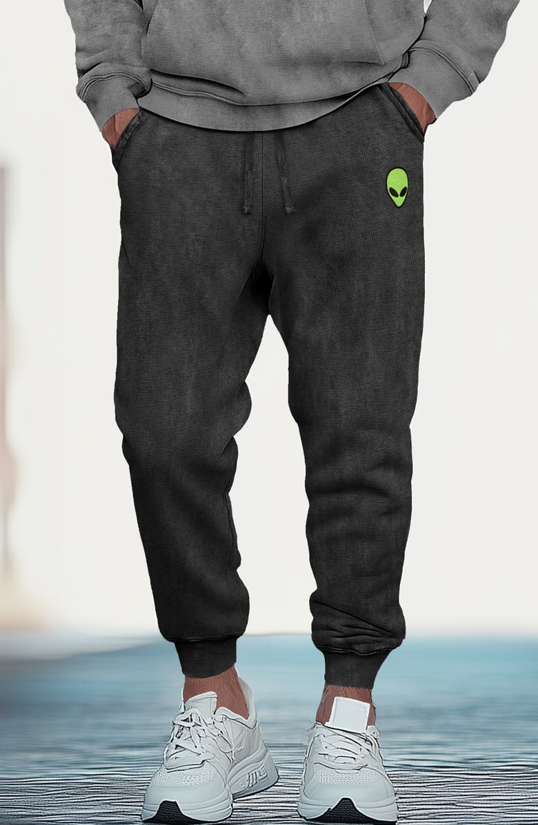 Dalix Mens Alien Midweight Fleece Washed Jogger Pant, Alternate, color, Black