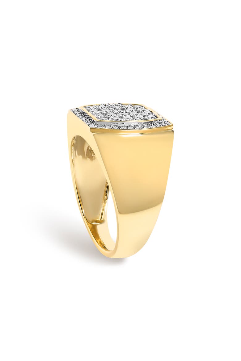 Men's 14K Yellow Gold Plated Sterling Silver 3/4 Cttw Diamond Cushion Head and Halo Band Ring, Alternate, color, Yellow Gold over Silver