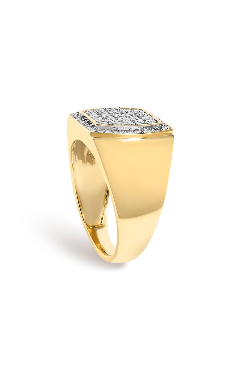 Haus of Brilliance Men's 14K Yellow Gold Plated Sterling Silver 3/4 Cttw Diamond Cushion Head and Halo Band Ring, Alternate, color, Yellow Gold Over Silver