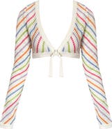 Capittana Bruna Stripe Crochet Crop Cover-Up Sweater