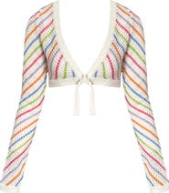 Capittana Bruna Stripe Crochet Crop Cover-Up Sweater