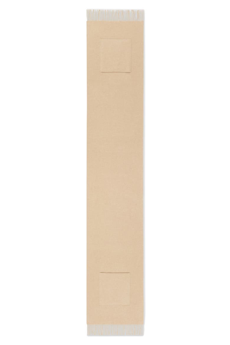 Patch Pocket Wool & Cashmere Fringe Scarf, Main, color, NATURAL