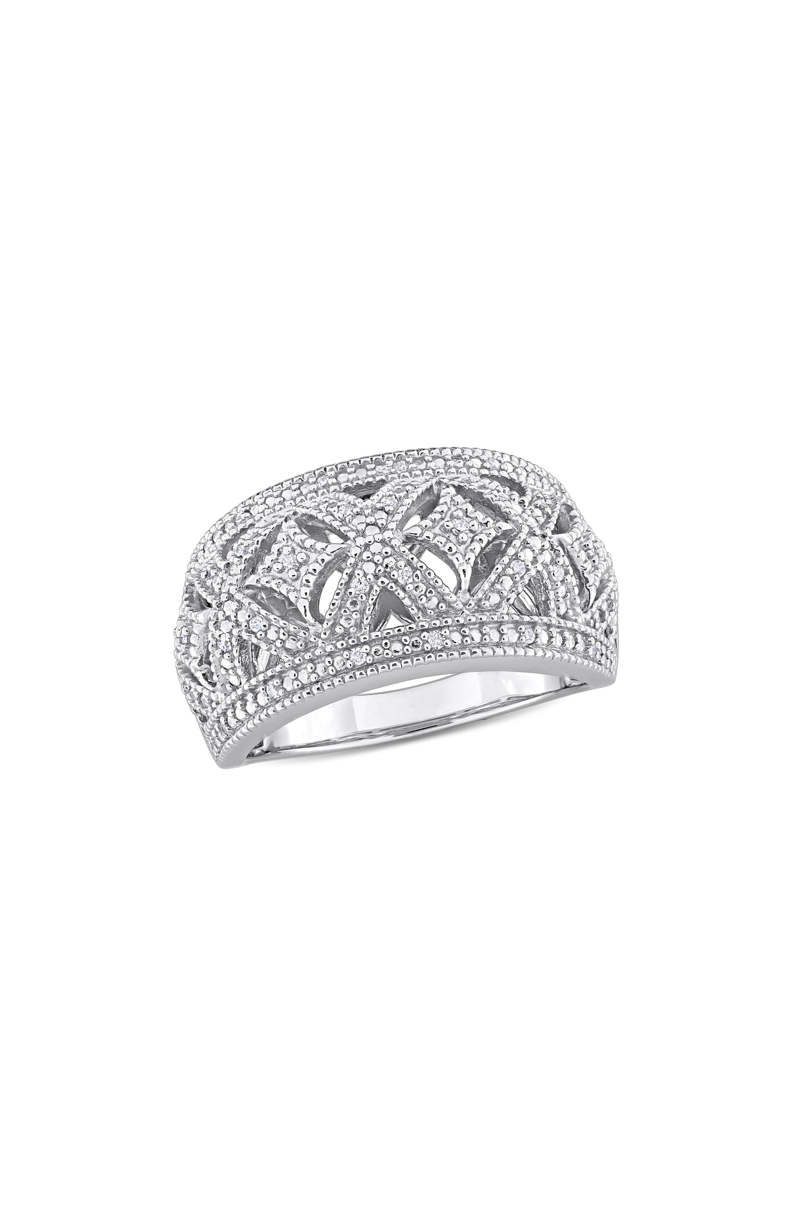 DELMAR Sterling Silver Braided Diamond Band Ring -0.016 ctw