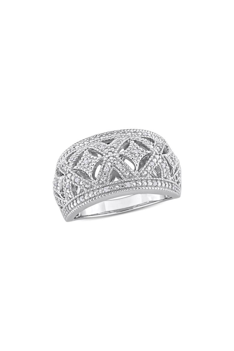 Sterling Silver Braided Diamond Band Ring -0.016 ctw, Main, color, SILVER/ DIAMOND