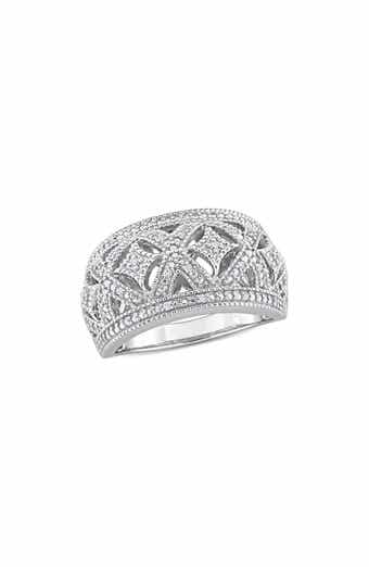 Sterling Silver Braided Diamond Band Ring -0.016 ctw