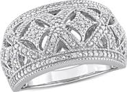 DELMAR Sterling Silver Braided Diamond Band Ring -0.016 ctw