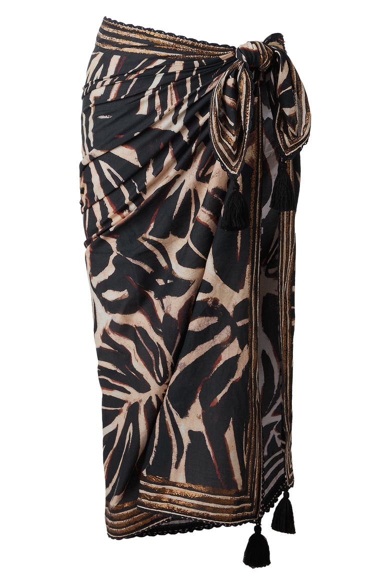 Desert Mirage Cotton Cover-Up Pareo, Alternate, color, BLACK/ MULTI