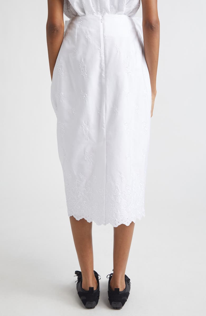 Simone Rocha Pleated Waist Poplin Pencil Skirt, Alternate, color, White