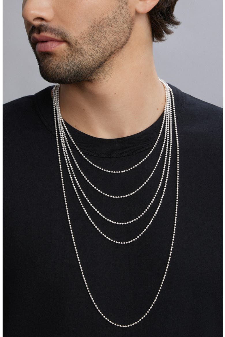 Men's Signature Caviar Sterling Silver Beaded Ball Chain Necklace, Alternate, color, SILVER