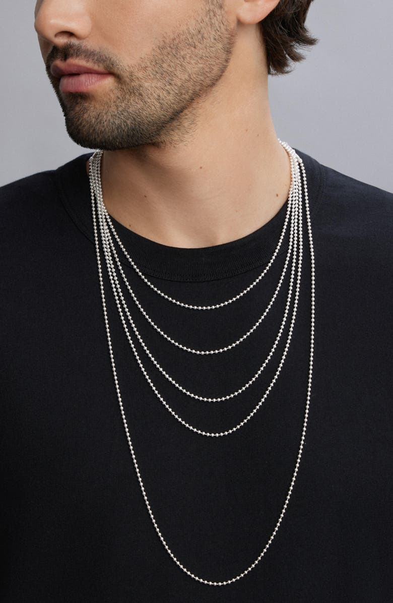 LAGOS Men's Signature Caviar Sterling Silver Beaded Ball Chain Necklace, Alternate, color, Silver