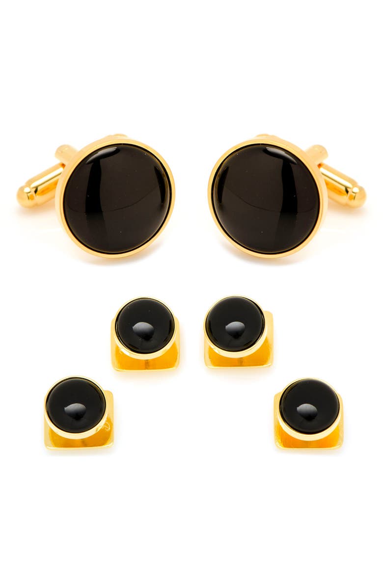 Cufflinks, Inc. Onyx Cuff Link & Stud Set, Main, color, Gold/ Black