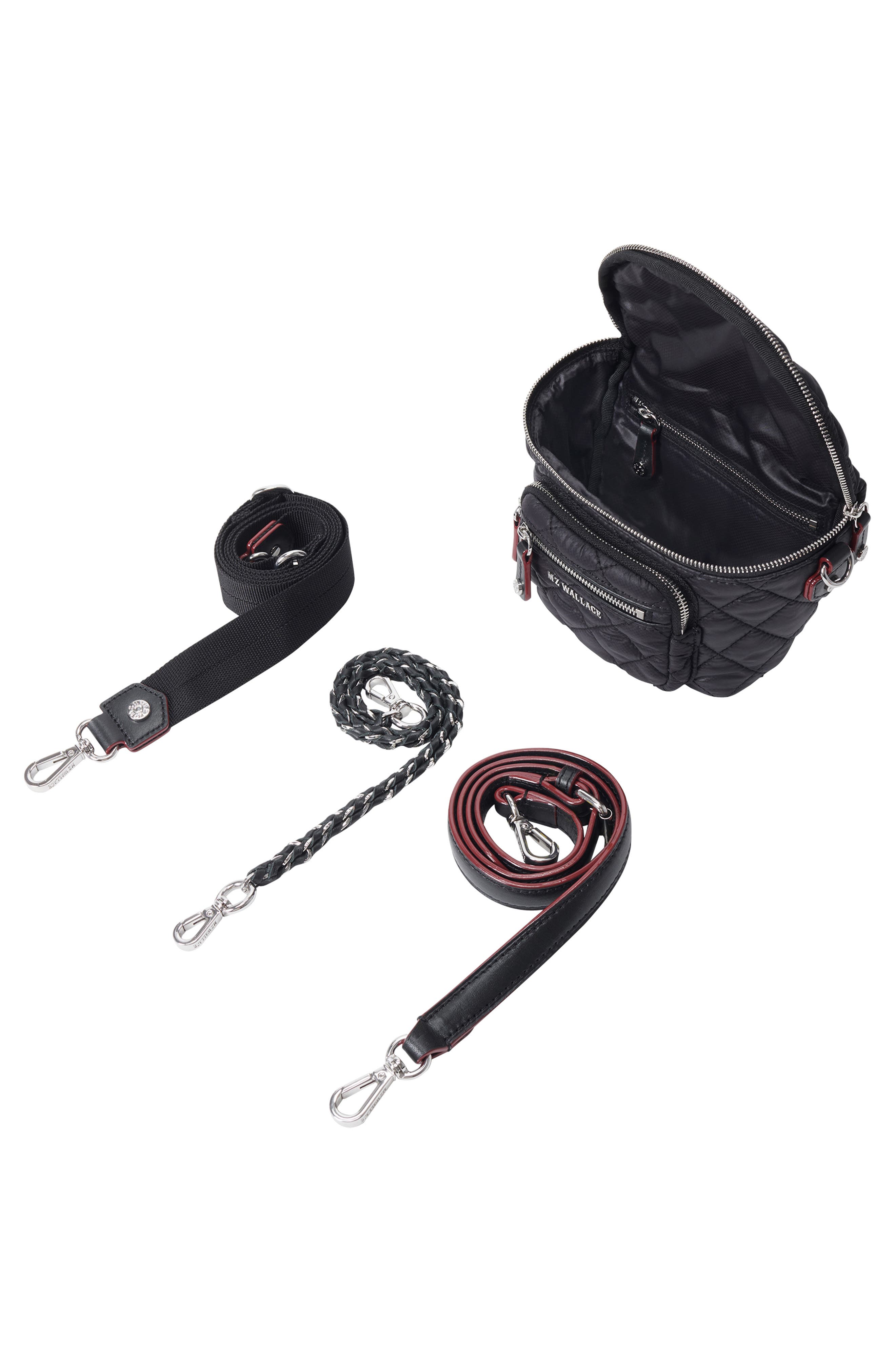 MZ Wallace Micro Crosby Diamond Quilted Nylon Sling Bag, Alternate, color, Black