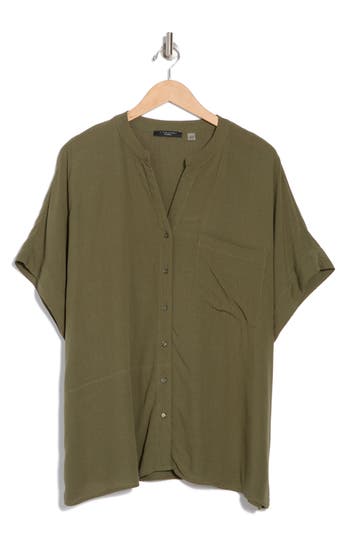 T TAHARI T TAHARI ELBOW SLEEVE BUTTON-UP SHIRT 