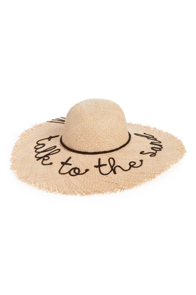 Frayed Edge Floppy Straw Hat, Main, color, NATURAL