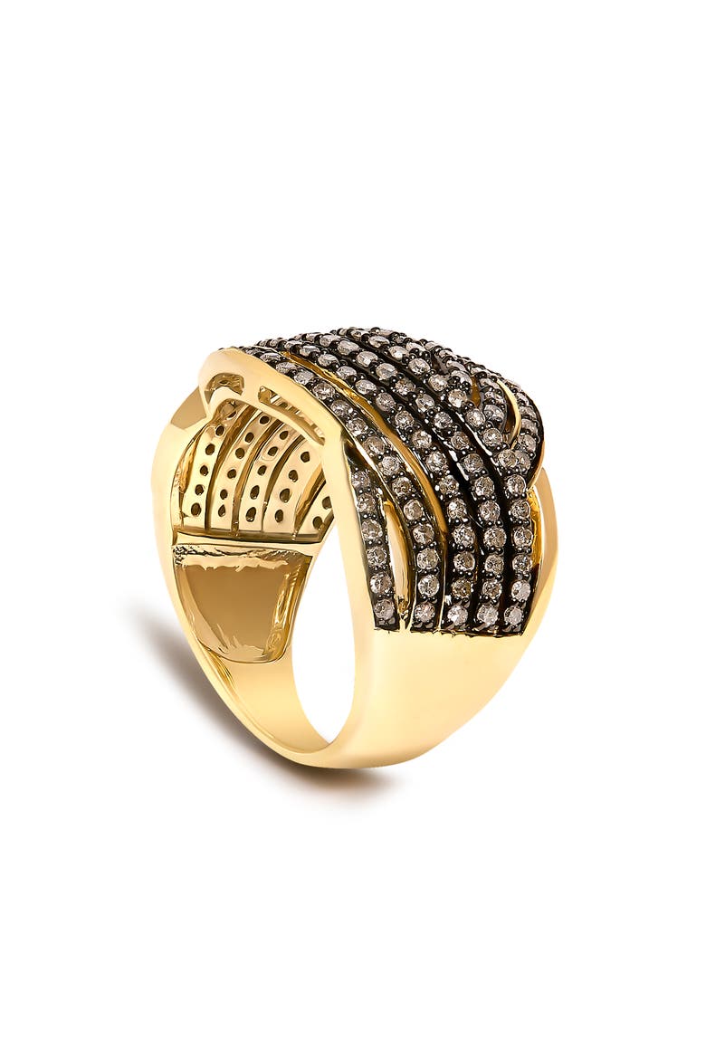 10K Yellow Gold Plated .925 Sterling Silver 1.0 ctw Champagne Diamond Crossover Ring, Alternate, color, Yellow Gold over Silver