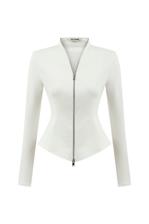 Nocturne Zipper Detailed Blouse In Ivory
