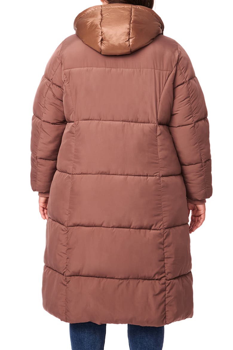 Heavyweight Faux Fur Collar Water Resistant Puffer Coat, Alternate, color, PEPPERCORN