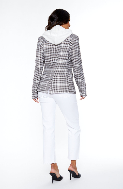 Shop Blue Revival Hooded Helen Blazer In Houndstooth/white