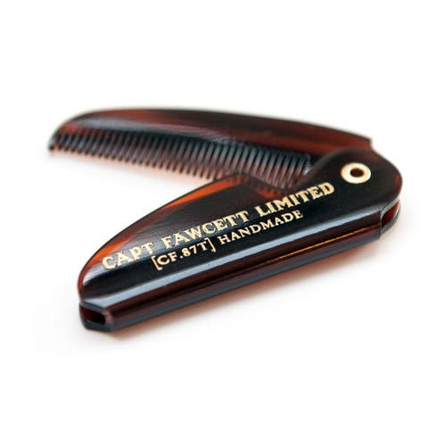 Captain Fawcett Folding Pocket Moustache Comb In Brown