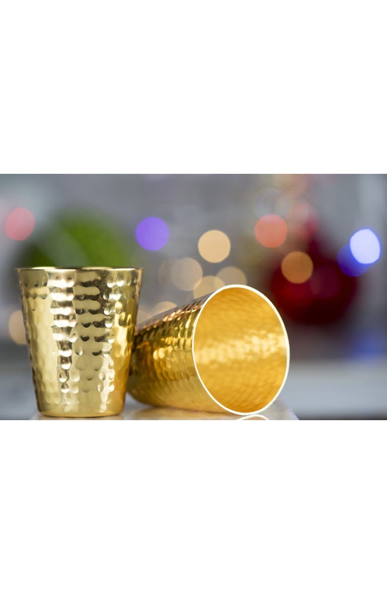 Prince of Scots Hammered Copper Shot Glasses w/ 24K Gold-Plate, Alternate, color, Copper