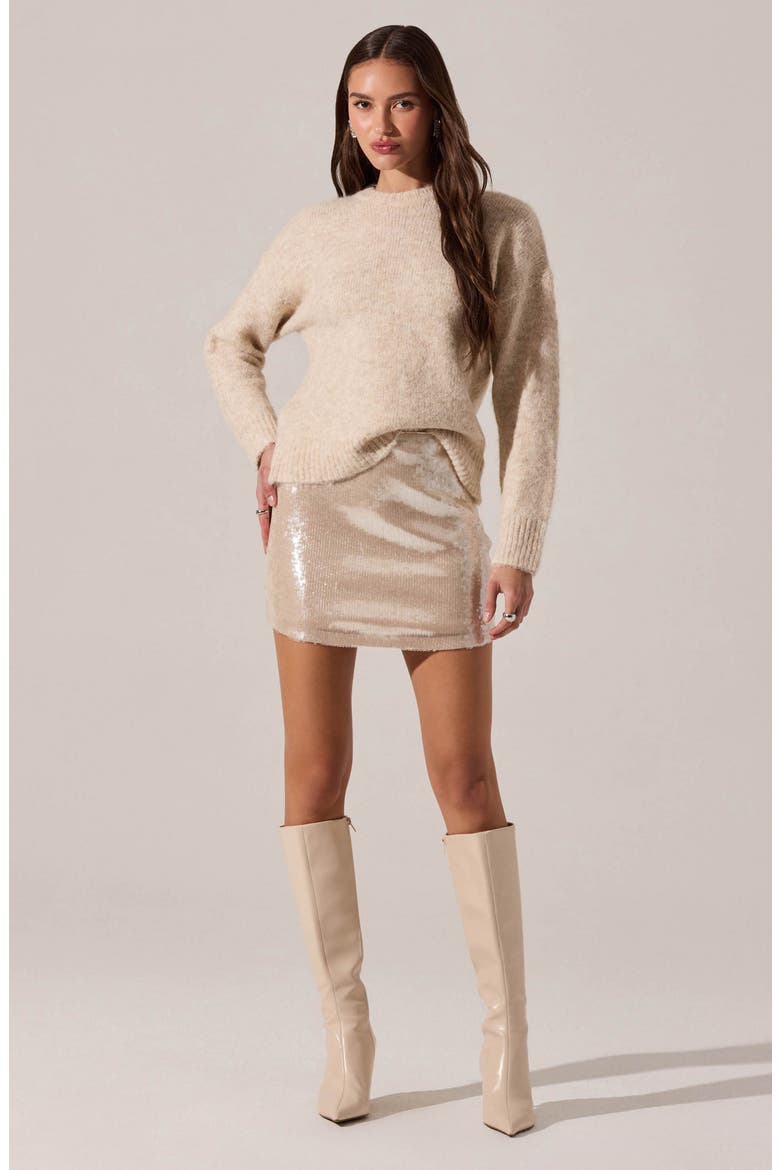 Darby Sequin Miniskirt, Alternate, color, CREAM