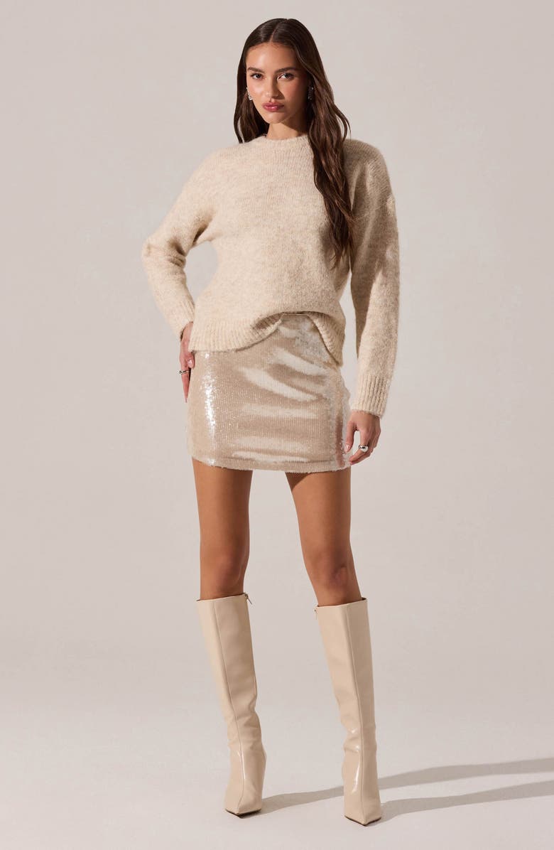 ASTR the Label Darby Sequin Miniskirt, Alternate, color, Cream