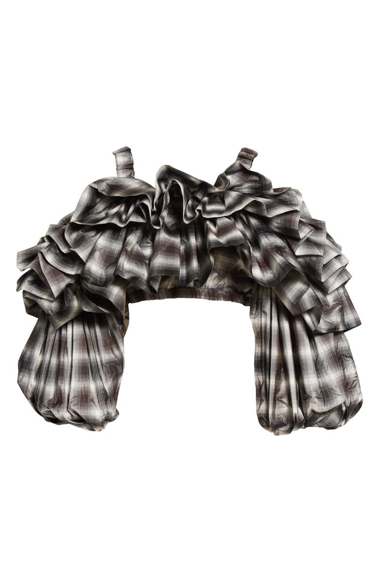 Vaquera Unisex Cha Cha Ruffle Silk Crop Top, Alternate, color, 