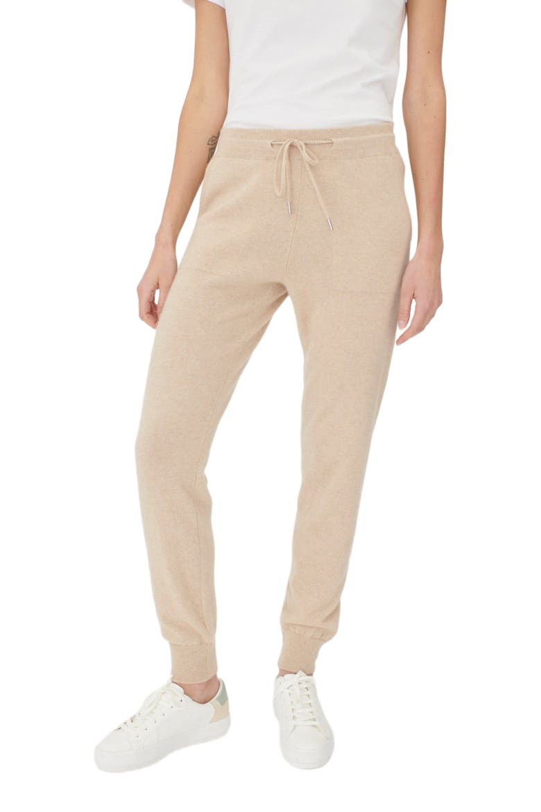 Cuffed Cashmere Jogger, Alternate, color, beige