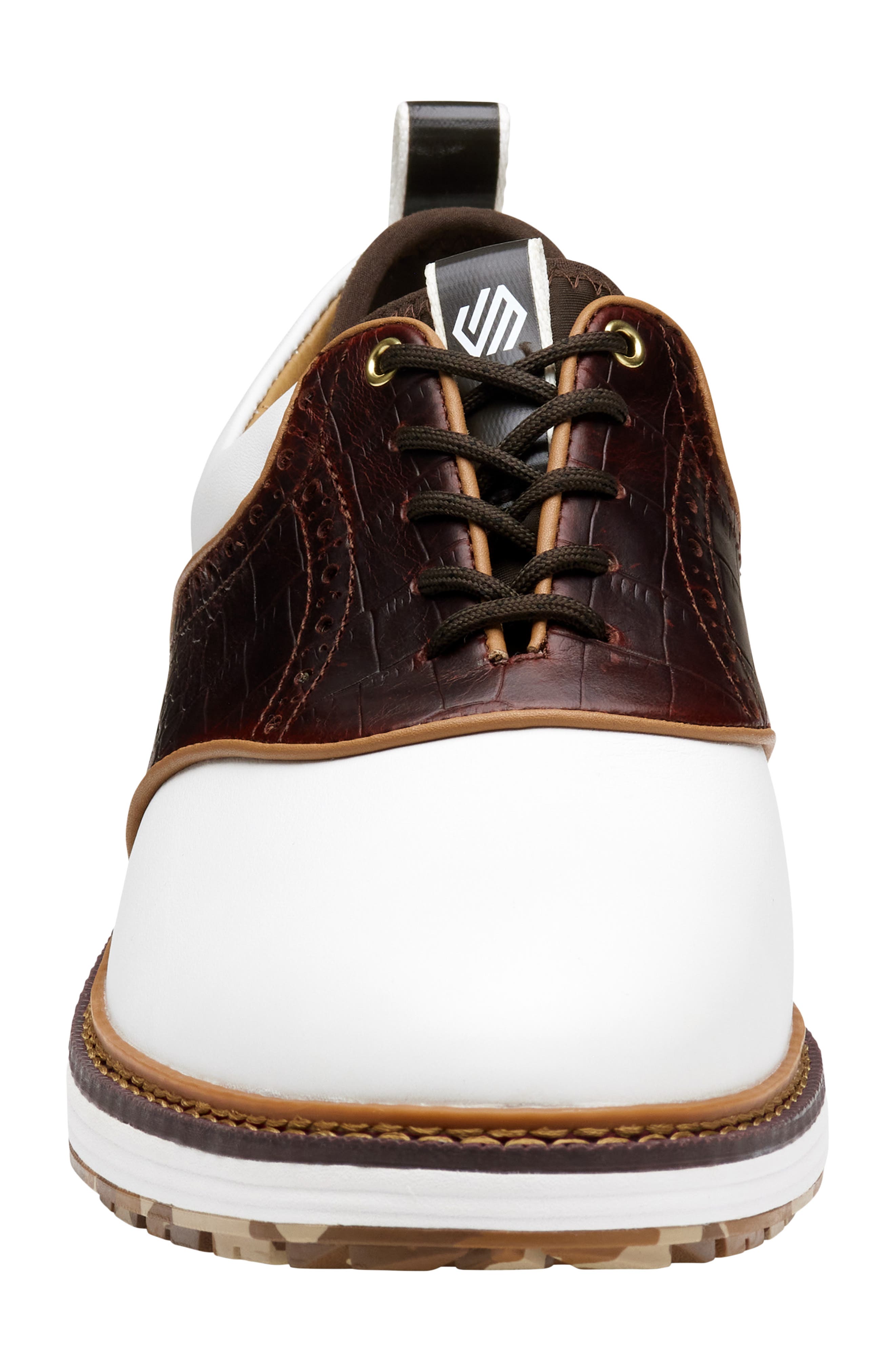 Upton GL1 Luxe Hybrid Waterproof Golf Shoe, Alternate, color, WHITE/ BROWN CROC FULL GRAIN