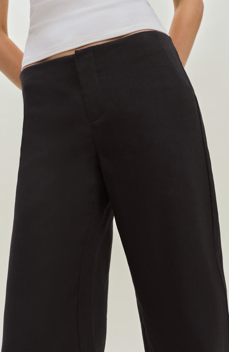 Reformation Vida Low Rise Linen Pants, Alternate, color, Black