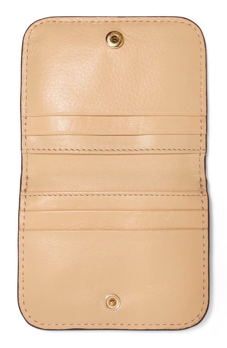 AIMEE Pucker Up Leather Card Case, Alternate, color, Camel