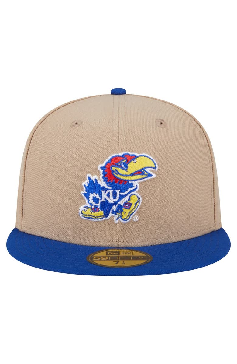 New Era Men's New Era Khaki Kansas Jayhawks Two-Tone 59FIFTY Fitted Hat, Alternate, color, Khaki