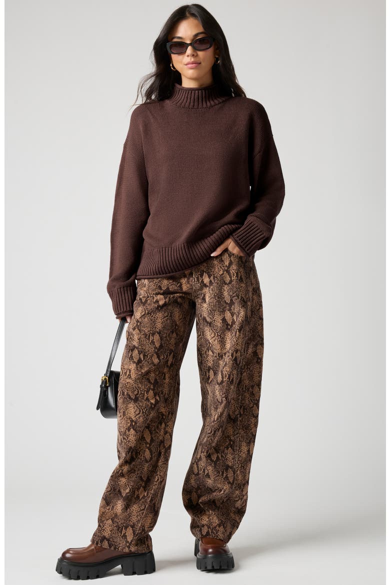 Roll With It Mock Neck Sweater, Alternate, color, CANYON BROWN