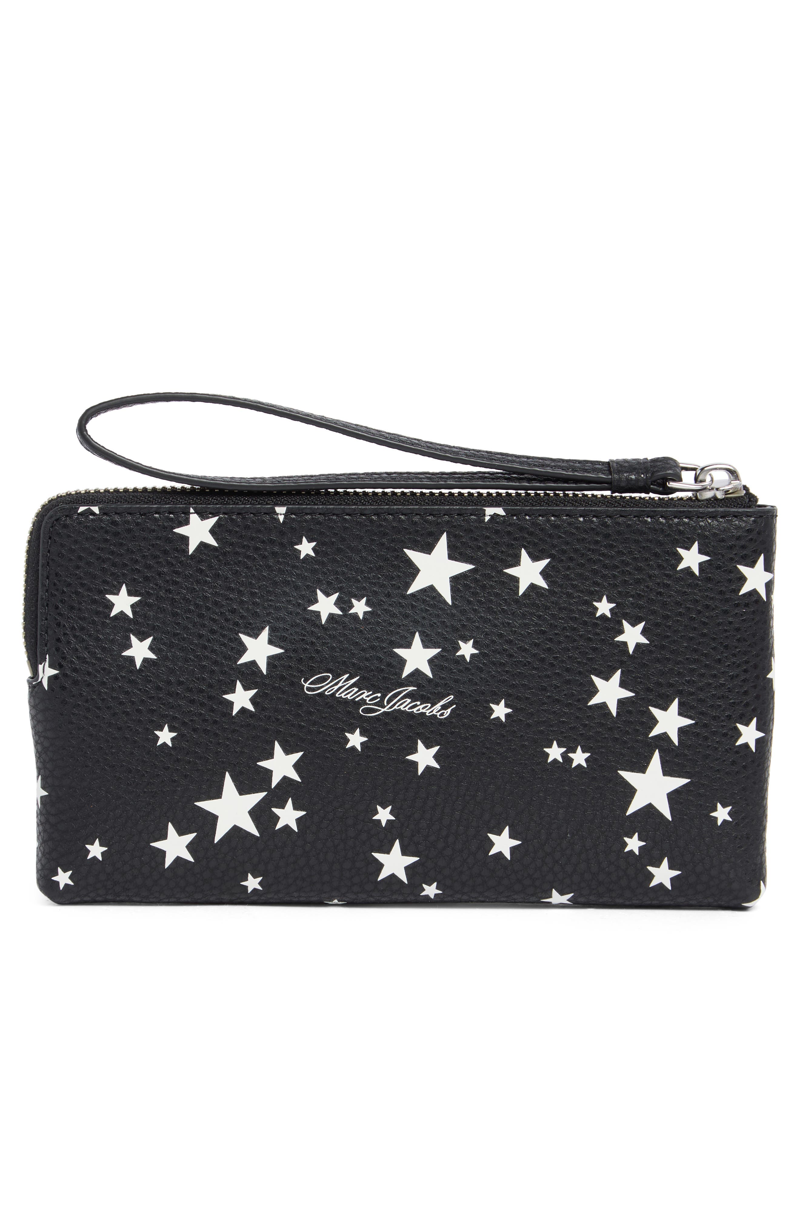 Marc Jacobs Star Print Bold Wristlet Pouch, Alternate, color, Black Multi