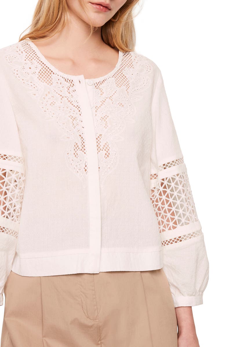 French Connection French Cotton Esther Lace Cotton Blouse, Alternate, color,