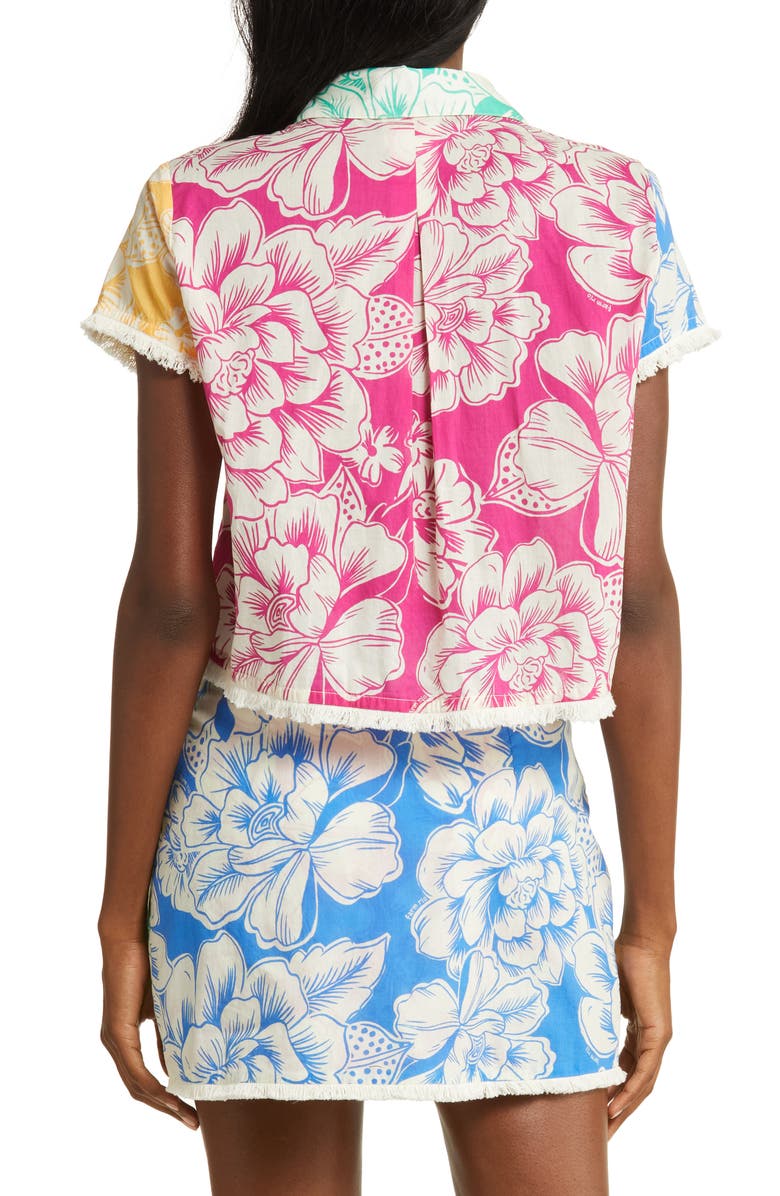 FARM Rio Tropical Chita Colorblock Cotton Cover-Up Shirt, Alternate, color, Green Multi