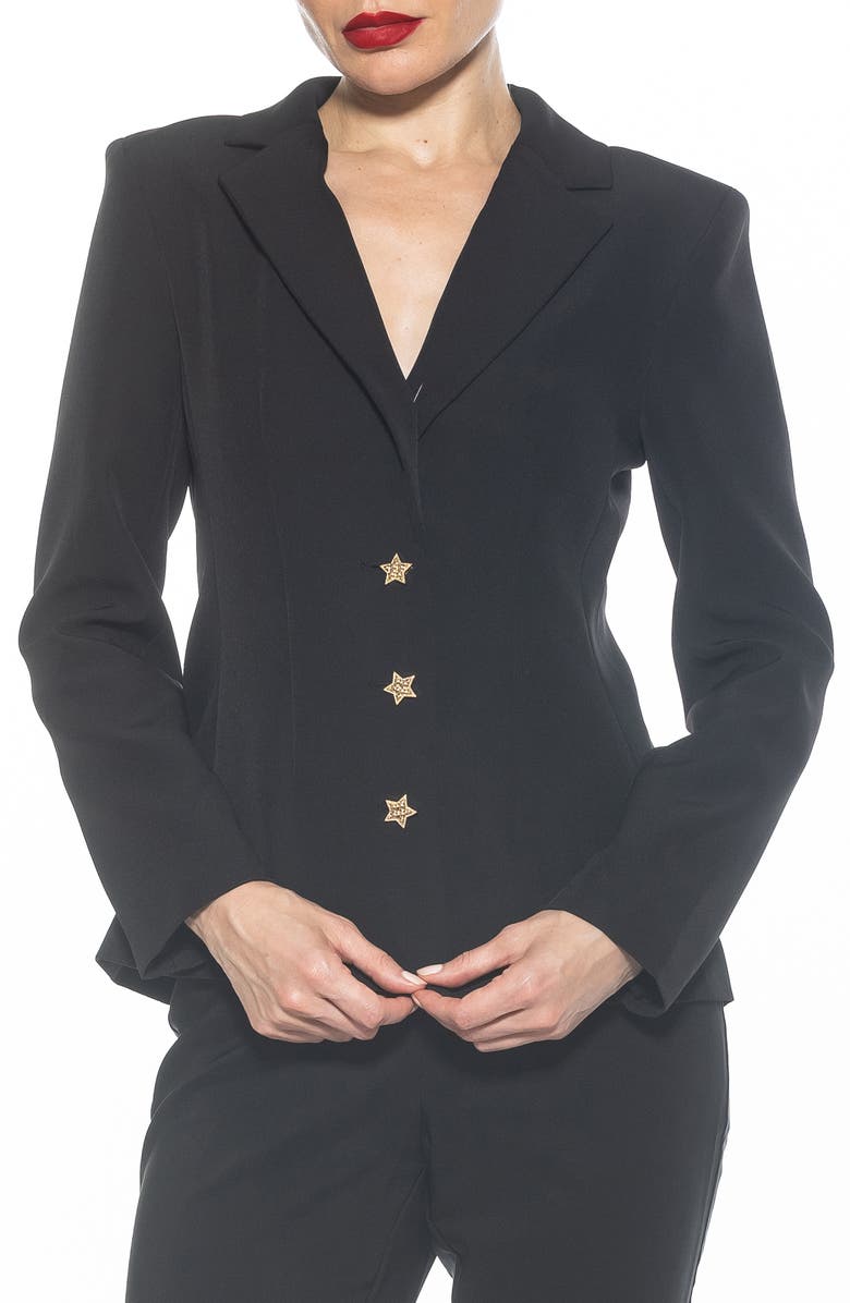 Alexia Admor Gwen Jacket Star Button Blazer, Main, color, Black