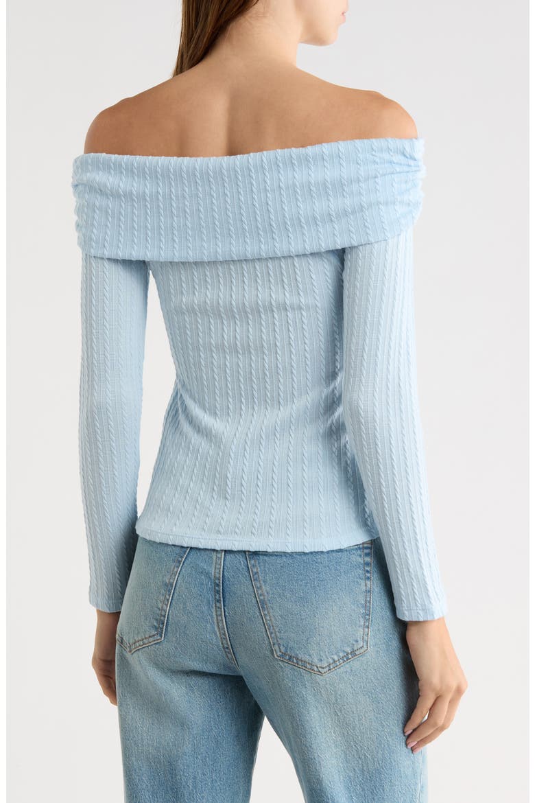 Ruched Off Shoulder Top, Alternate, color, BALLAD BLUE