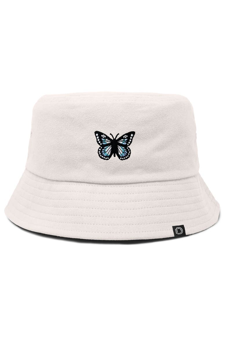 Dalix Butterfly Bucket Hat, Main, color, Parchment White