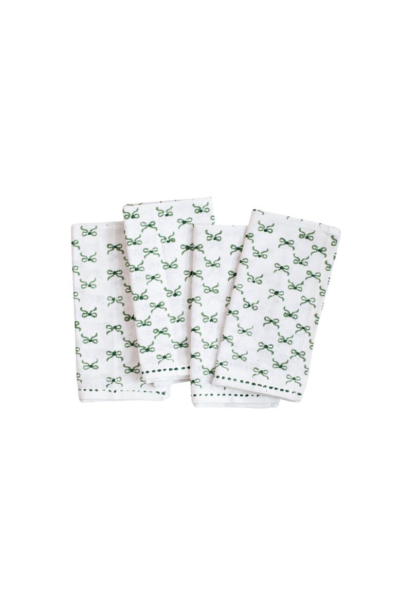Bows Napkins - Set of 4, Main, color, Sage & Evergreen