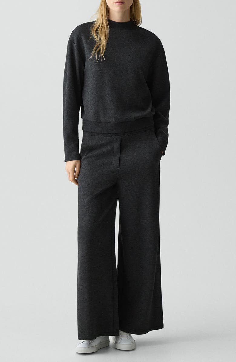 Theory Mock Neck Sweatshirt, Alternate, color, Charcoal Melange