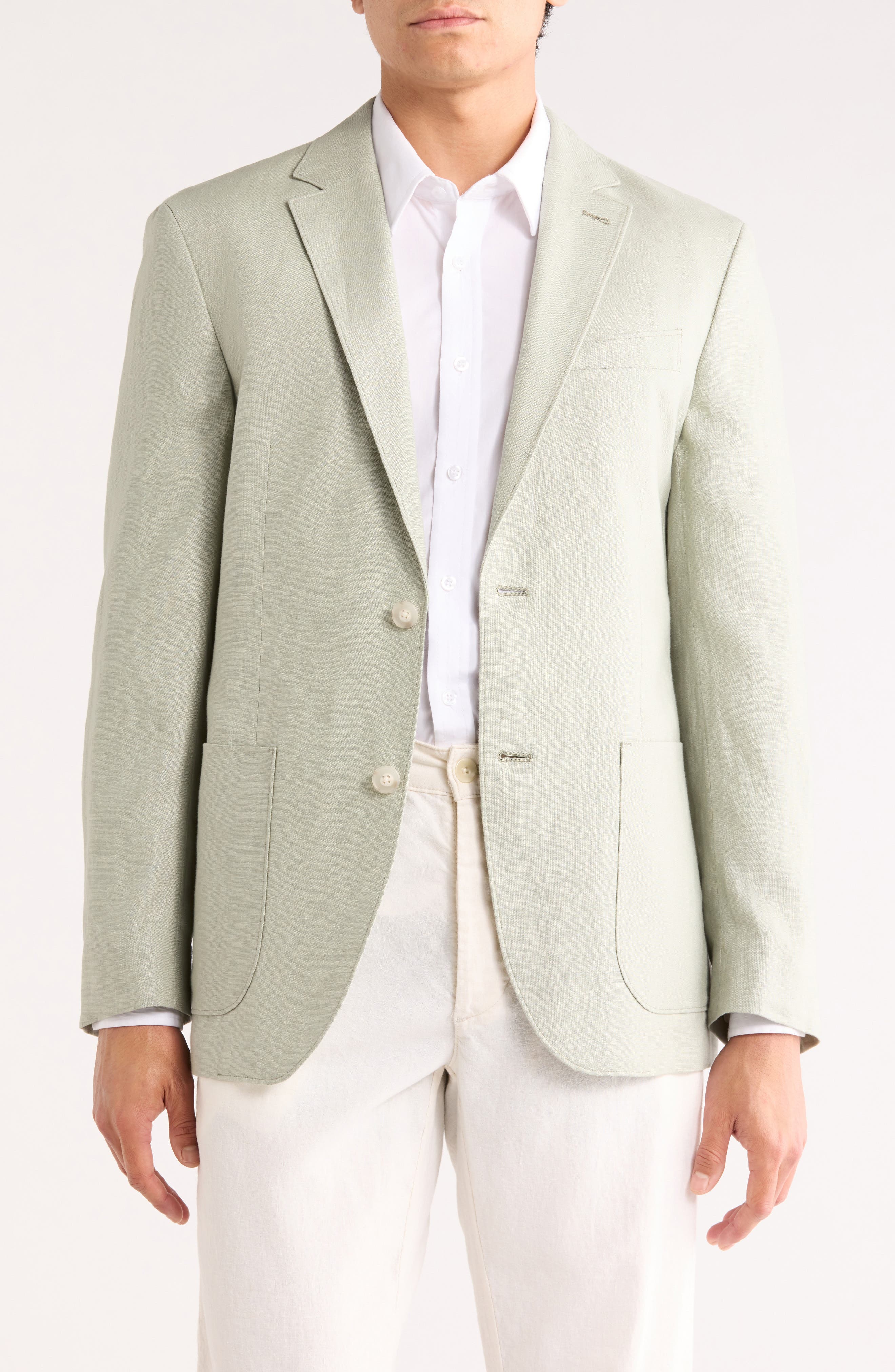 Solid Notch Lapel Linen Sport Coat - image 5