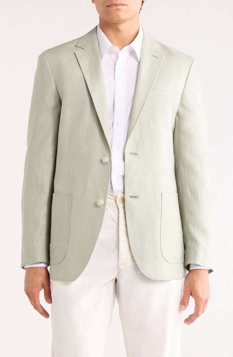 Solid Notch Lapel Linen Sport Coat (Short, Regular & Long)