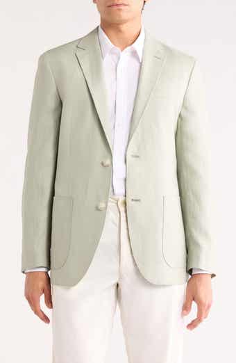 Solid Notch Lapel Linen Sport Coat
