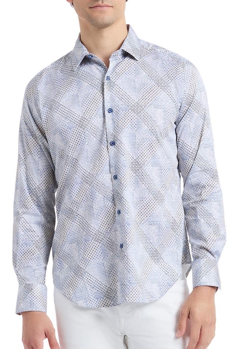 Shillibeer Stretch Cotton Button-Up Shirt, Main, color, BLUE MULTI