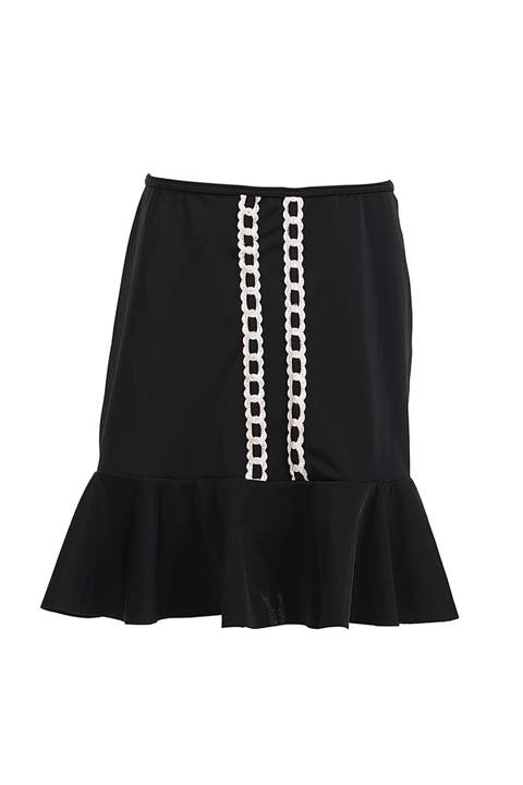 Ruffled Hem Decorative Embroidery Cover-Up Skirt