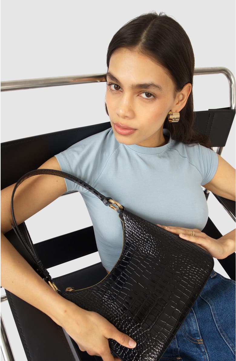 HYER GOODS Upcycled Leather Medium Shoulder Bag, Alternate, color,