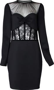 SHO by Tadashi Shoji Lace Long Sleeve Corset Dress