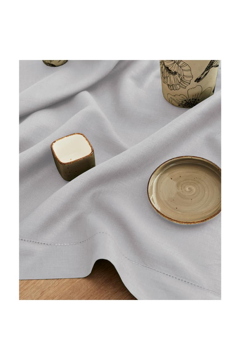 Linen Dinner Napkins Set of 4, 20 x 20" - Classic Hemstitch, Alternate, color, Soft Grey